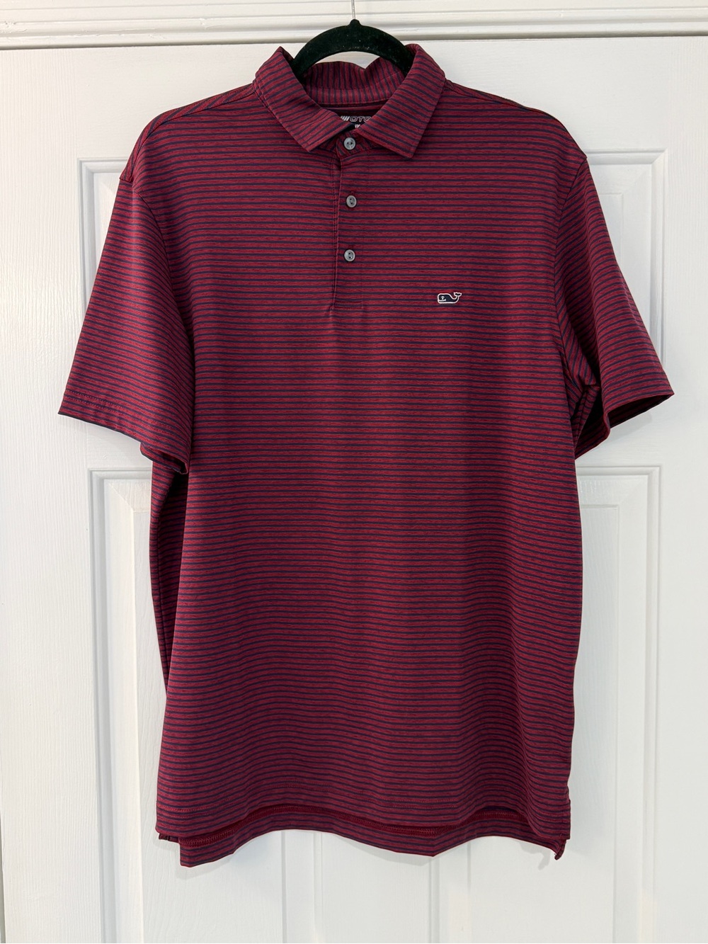 Vineyard Vines Men’s Sankaty On-The-Go Polo Shirt Crimson/Navy Medium